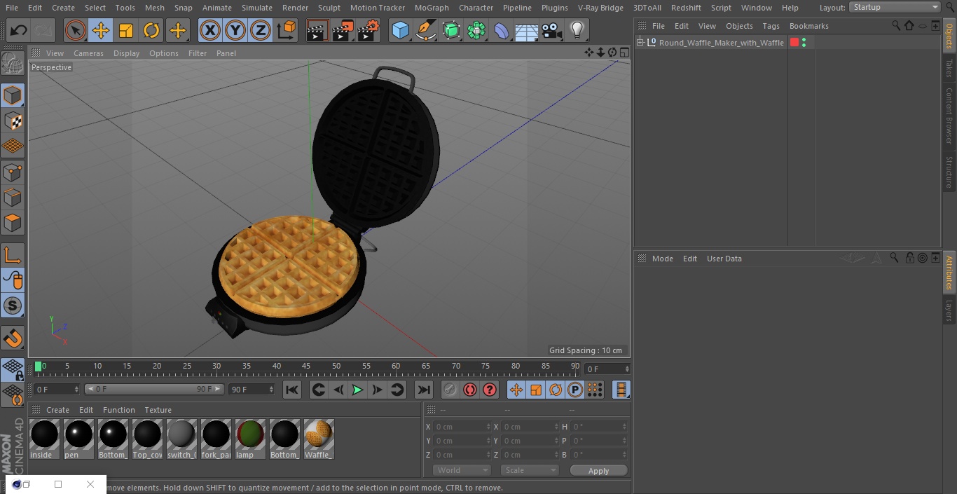 3D model Round Waffle Maker with Waffle