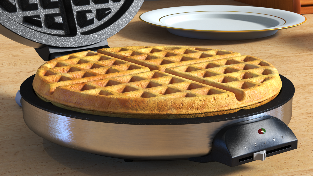 3D model Round Waffle Maker with Waffle