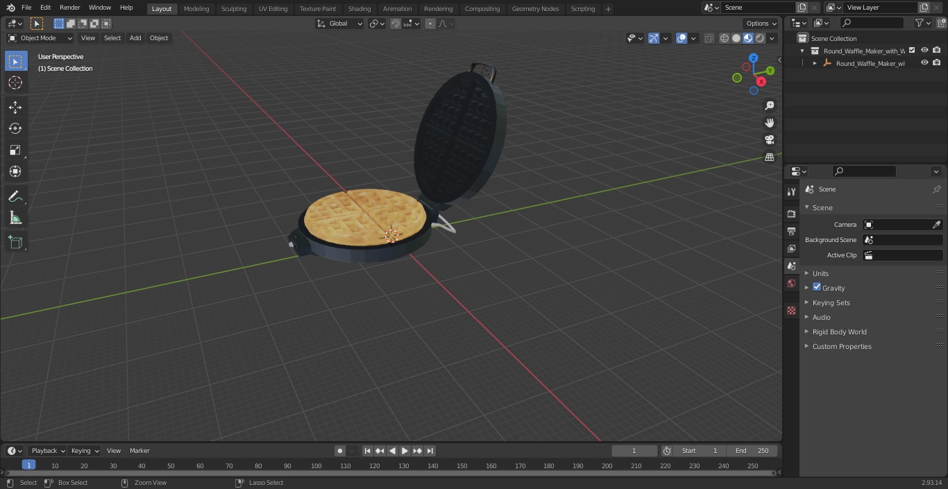 3D model Round Waffle Maker with Waffle