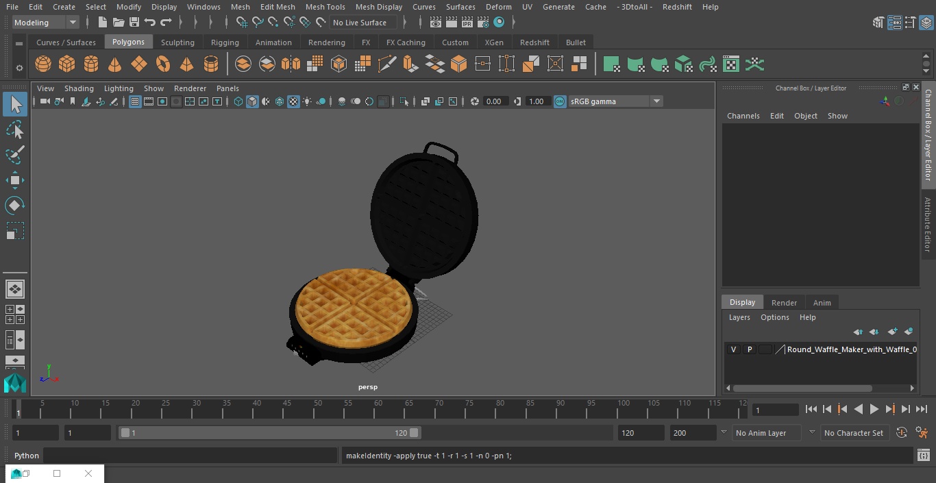 3D model Round Waffle Maker with Waffle