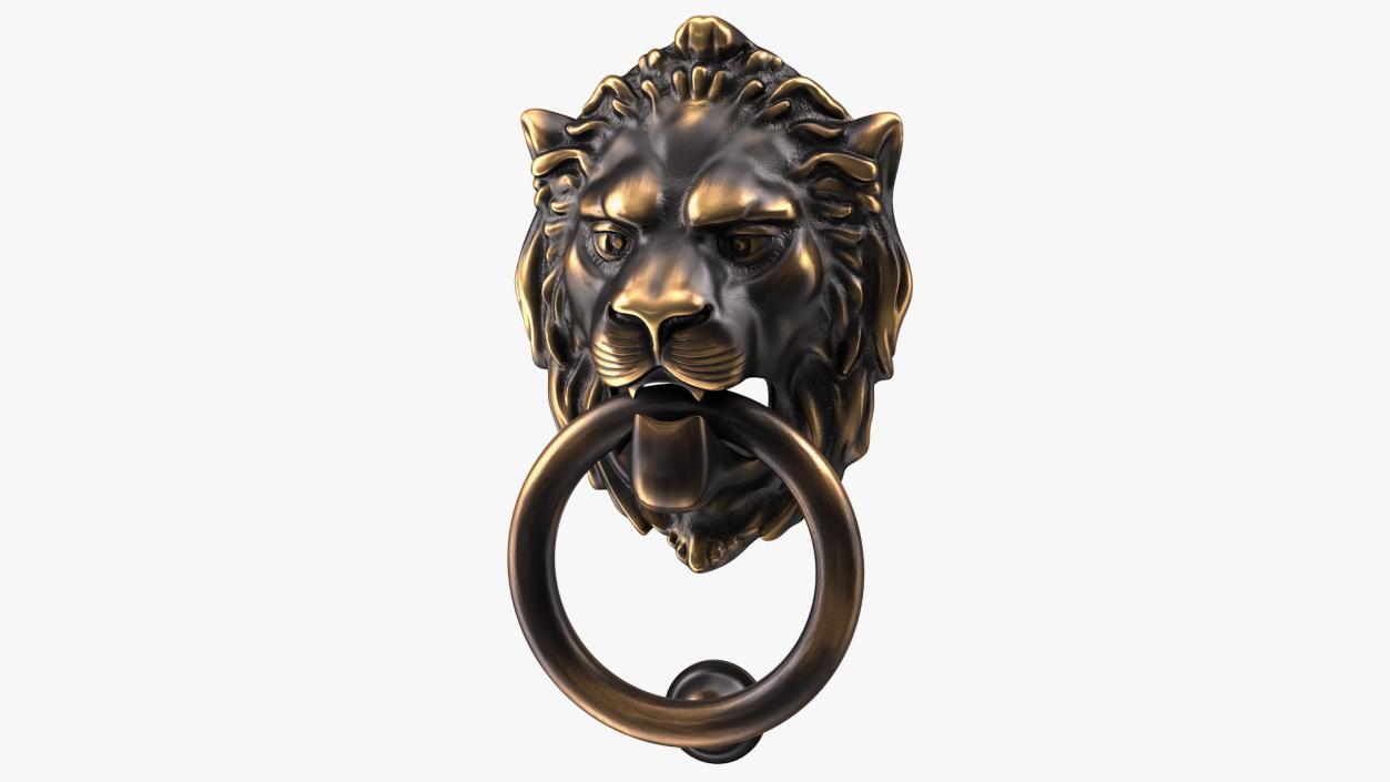 3D Antique Brass Lion Door Knocker