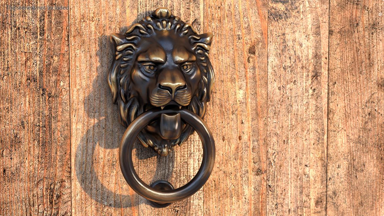 3D Antique Brass Lion Door Knocker