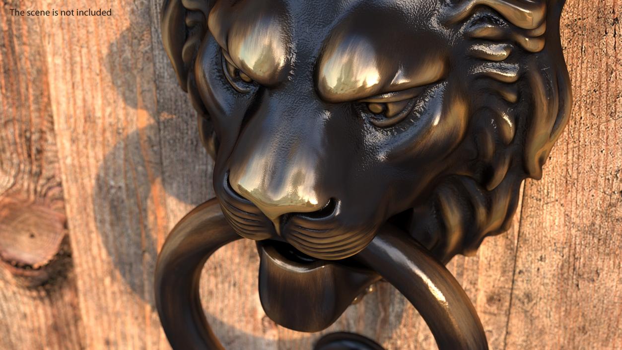 3D Antique Brass Lion Door Knocker