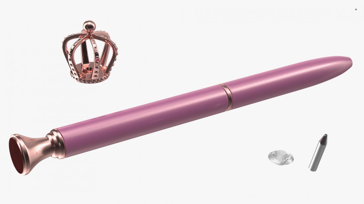 3D Crown Design Ballpoint Pen Pink