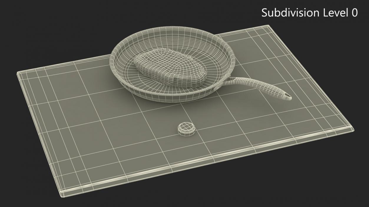 3D Induction Cooktop with Frying Pan and Steak model