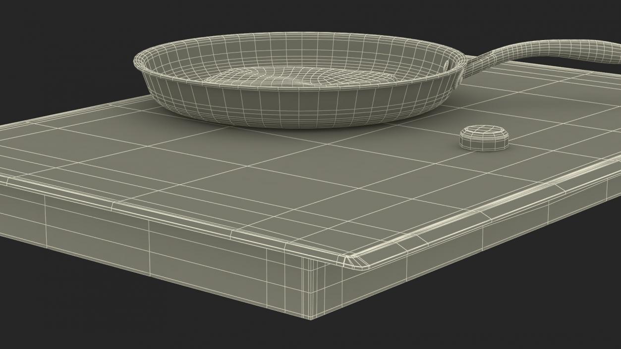 3D Induction Cooktop with Frying Pan and Steak model