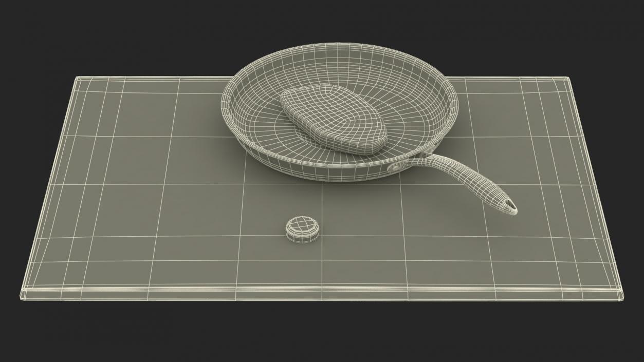 3D Induction Cooktop with Frying Pan and Steak model