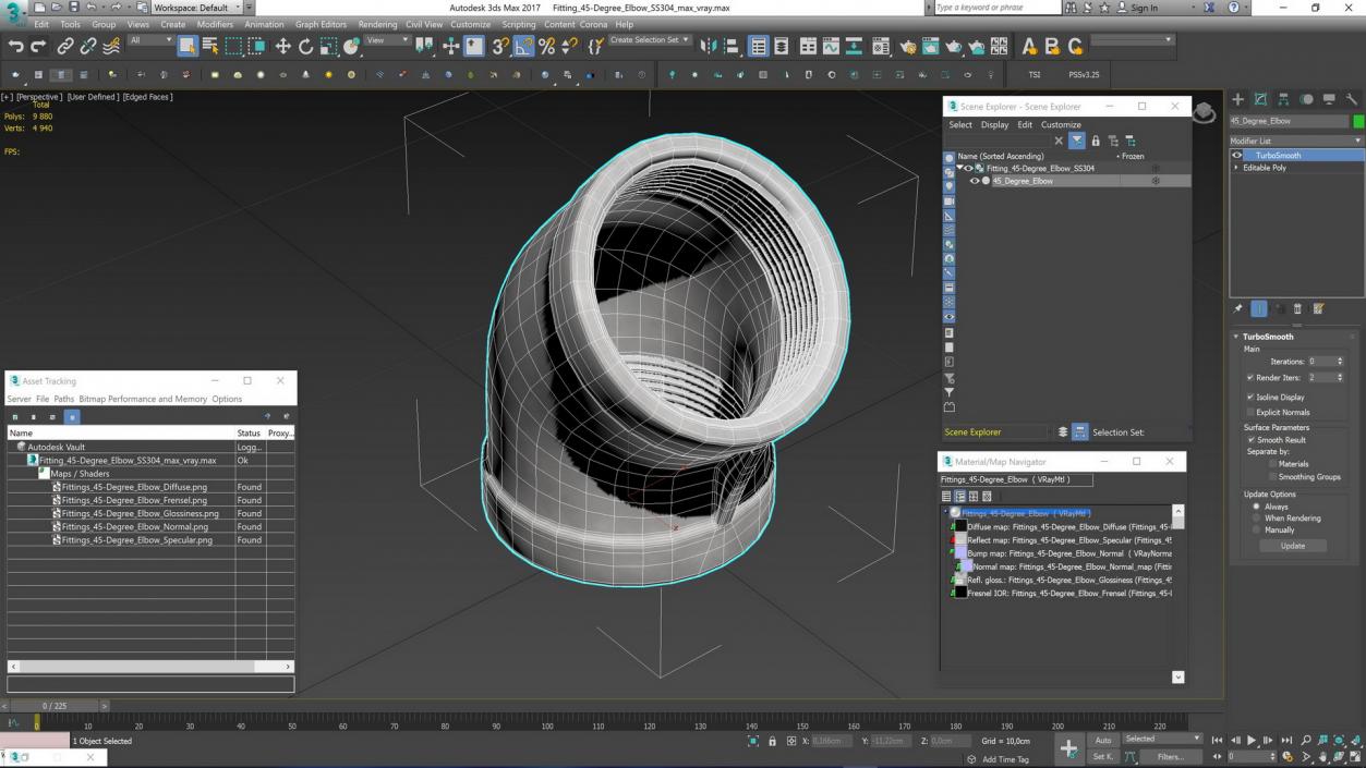 Fitting 45-Degree Elbow SS304 3D model