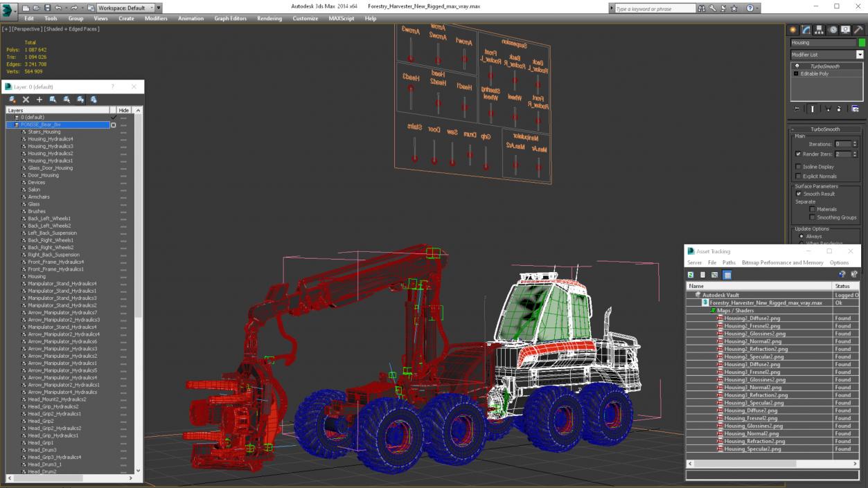 Forestry Harvester New Rigged 3D model