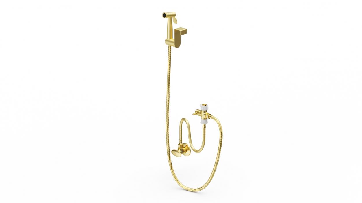 Toilet Tank Mounted Gold Handheld Bidet Sprayer 3D