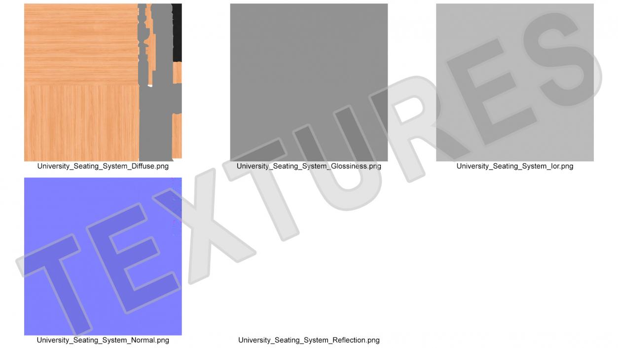 University Seating System Table For Three Seats 3D