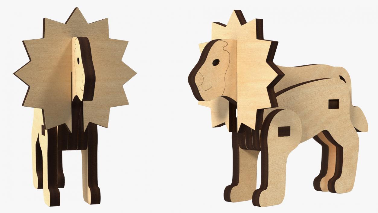 3D Wooden Lion Puzzle model