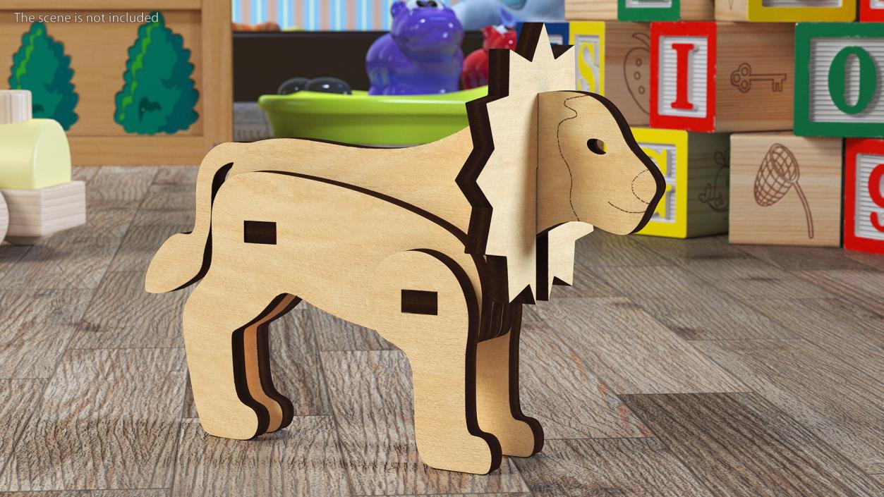 3D Wooden Lion Puzzle model