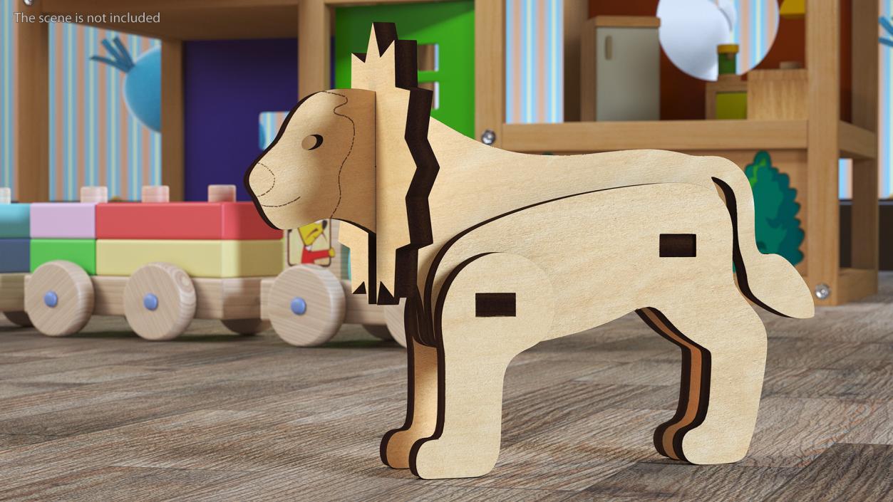 3D Wooden Lion Puzzle model