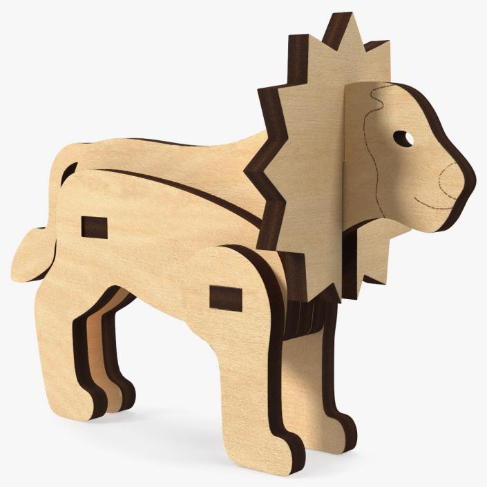 3D Wooden Lion Puzzle model