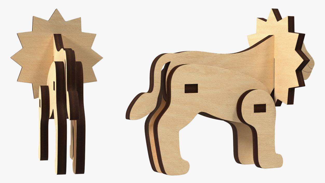 3D Wooden Lion Puzzle model