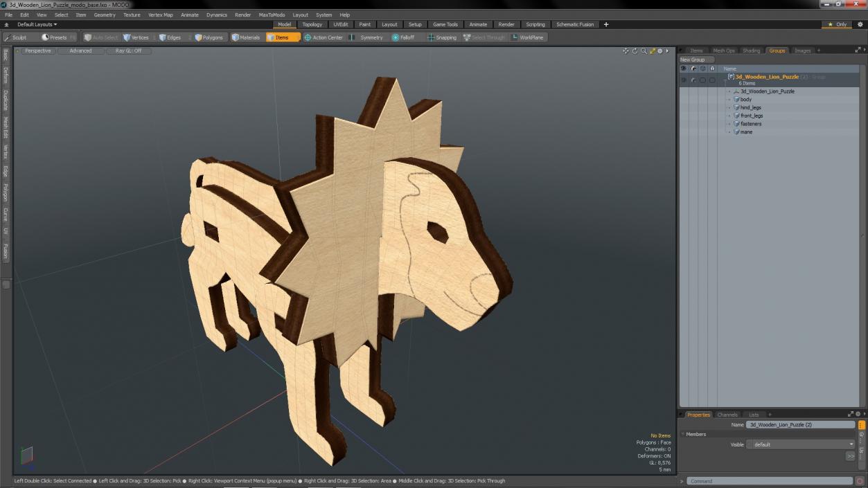 3D Wooden Lion Puzzle model