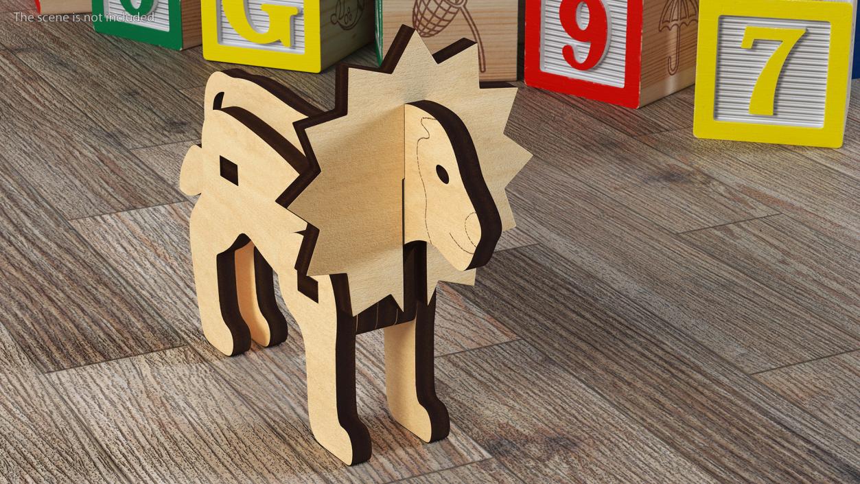 3D Wooden Lion Puzzle model