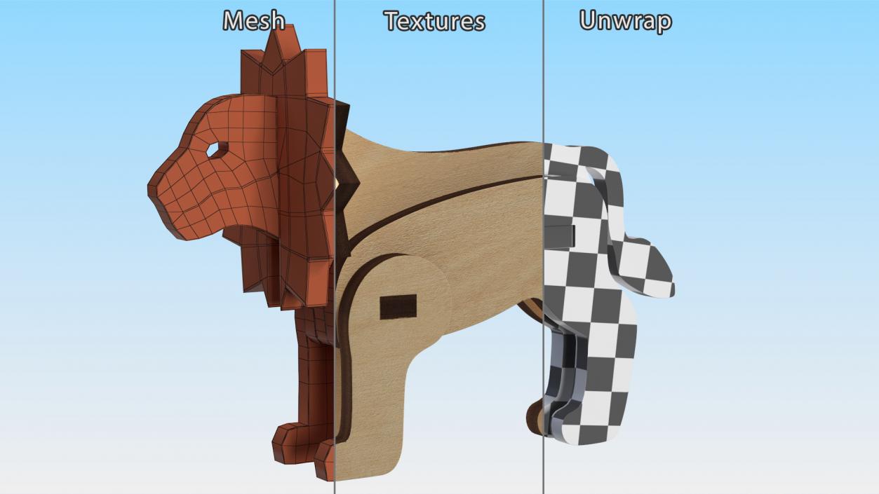 3D Wooden Lion Puzzle model