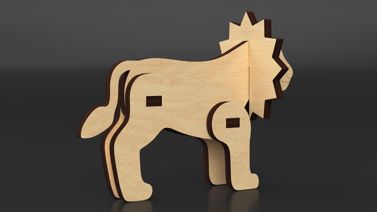 3D Wooden Lion Puzzle model