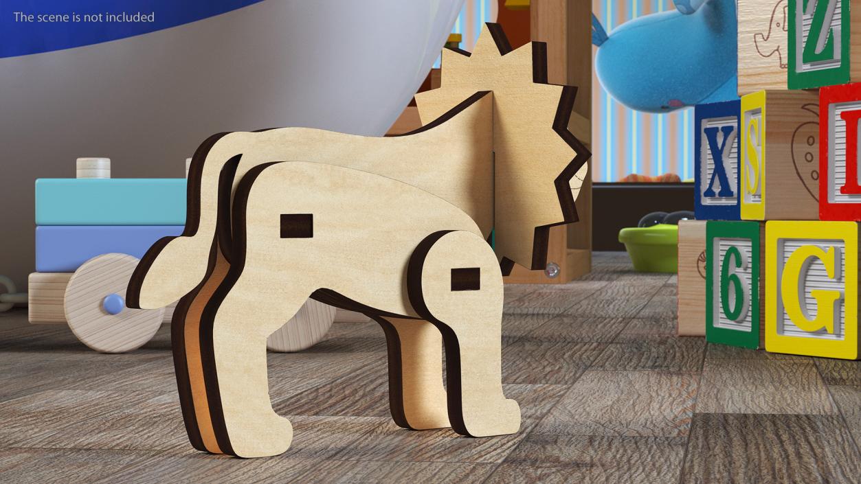 3D Wooden Lion Puzzle model