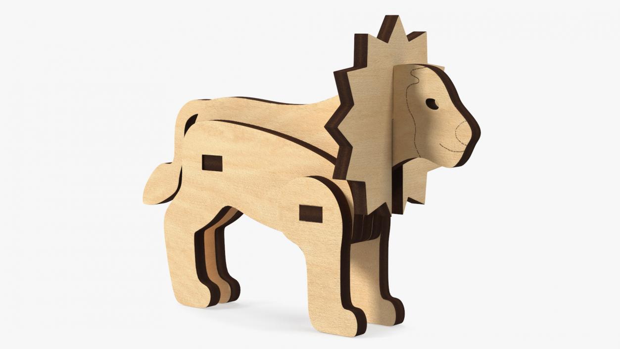 3D Wooden Lion Puzzle model