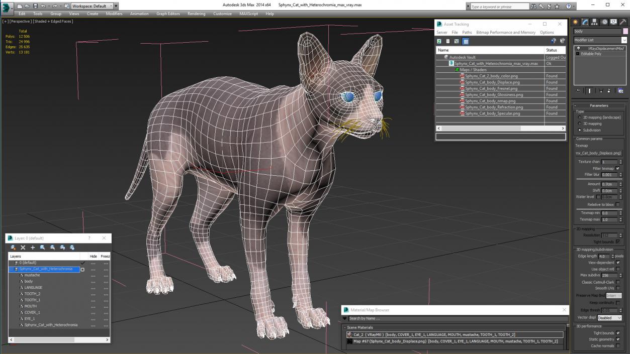 Sphynx Cat with Heterochromia 3D model