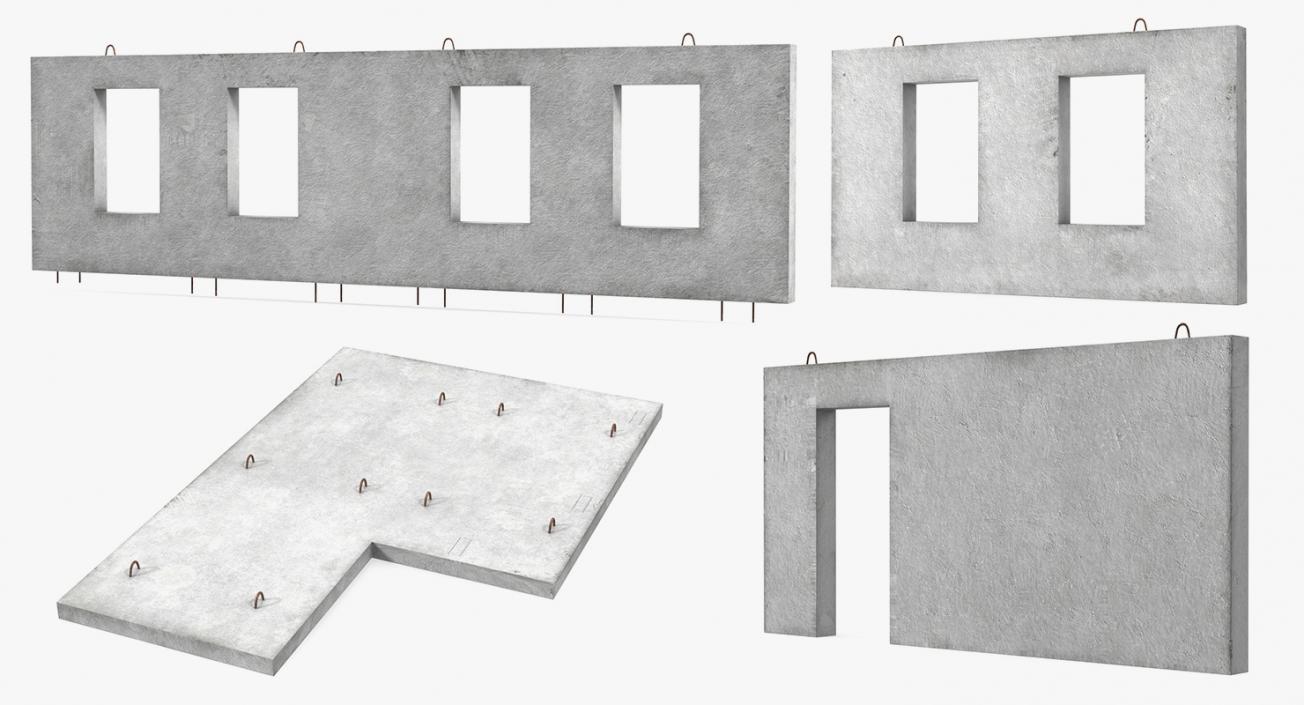 Precast Concrete Panels Collection 3D model