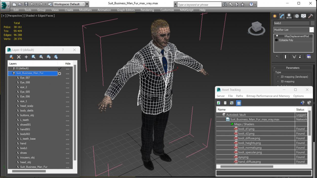 3D Suit Business Man Fur