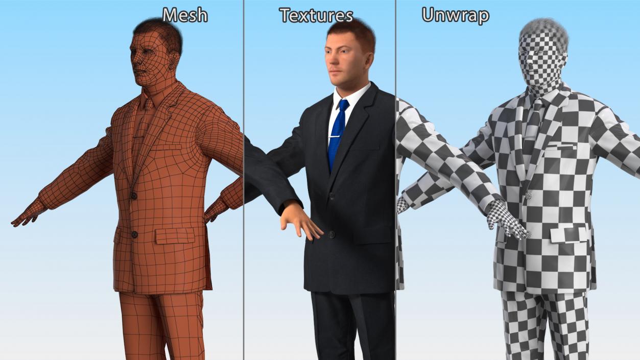 3D Suit Business Man Fur