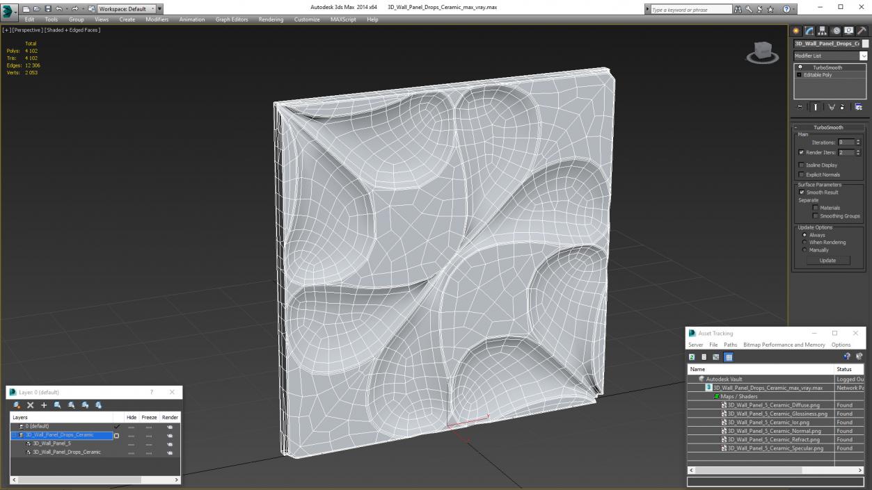 Wall Panel Drops Ceramic 3D model