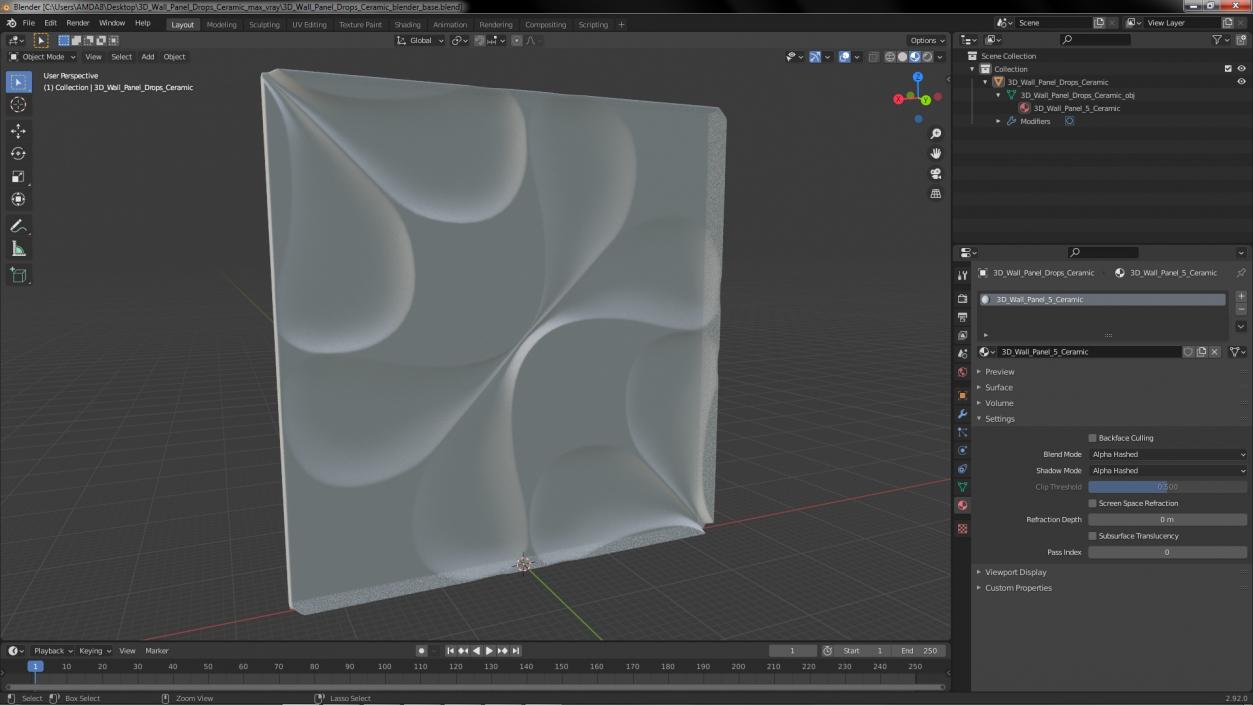 Wall Panel Drops Ceramic 3D model