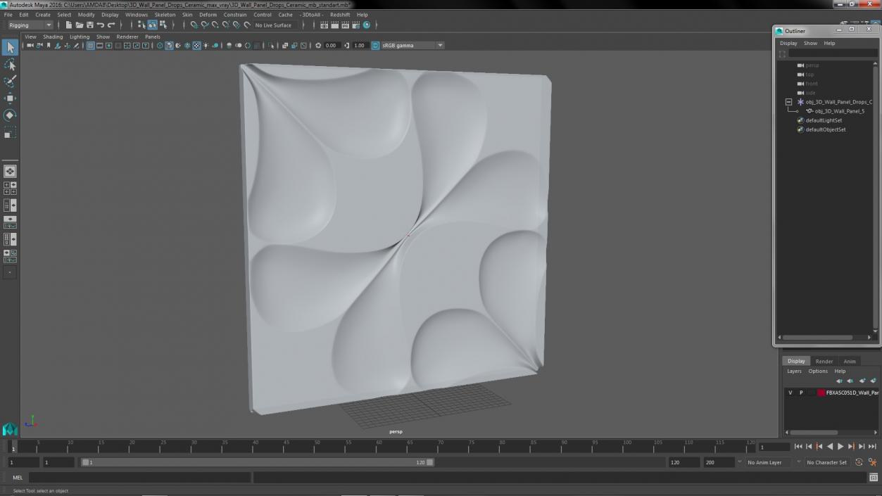 Wall Panel Drops Ceramic 3D model