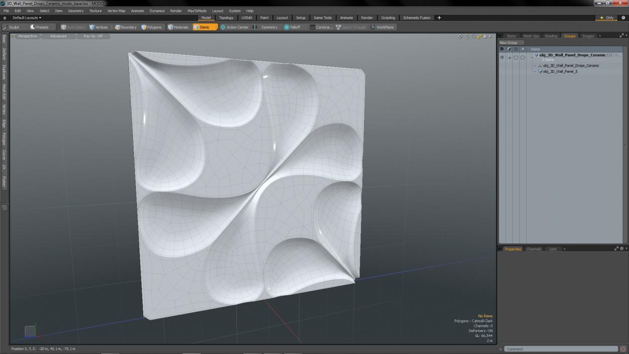 Wall Panel Drops Ceramic 3D model