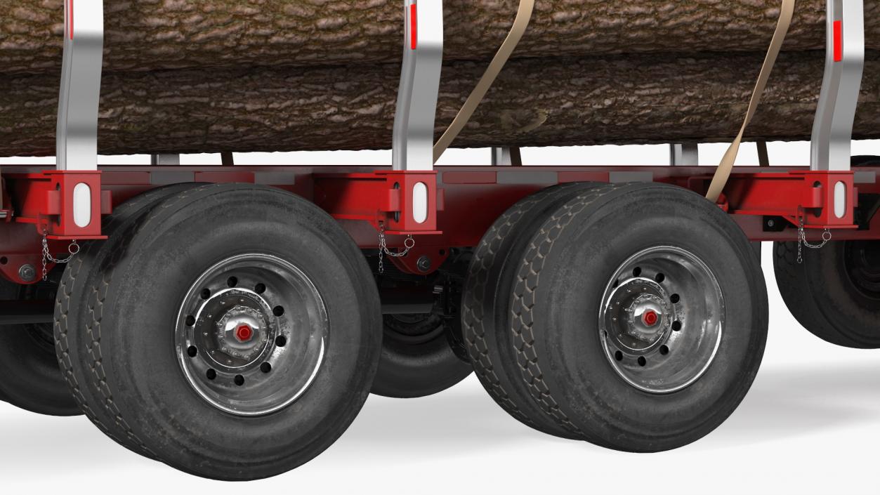 3D model Mack Anthem Truck With Logging Trailer Rigged