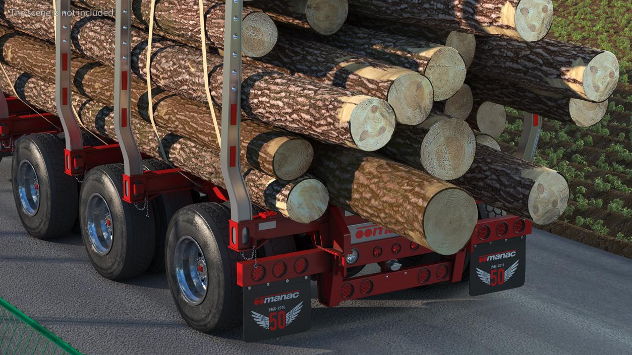 3D model Mack Anthem Truck With Logging Trailer Rigged