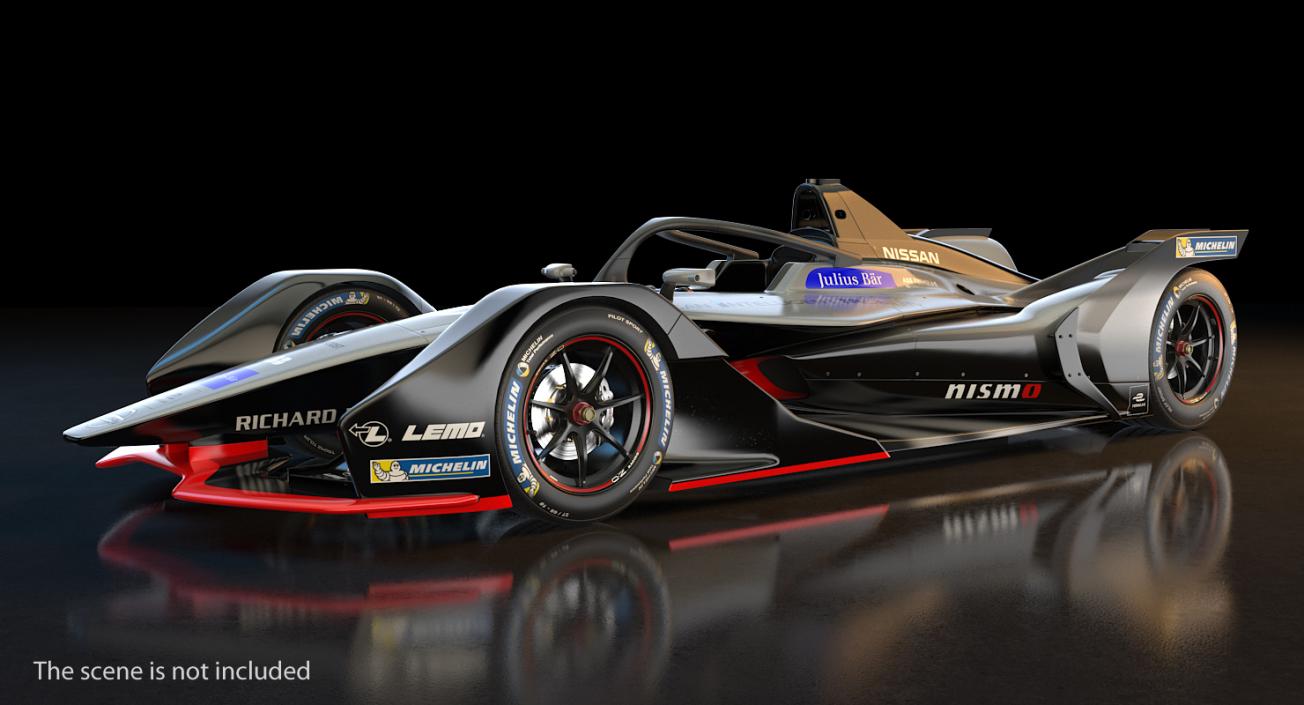 Formula E Nissan EDAMS Rigged 3D model