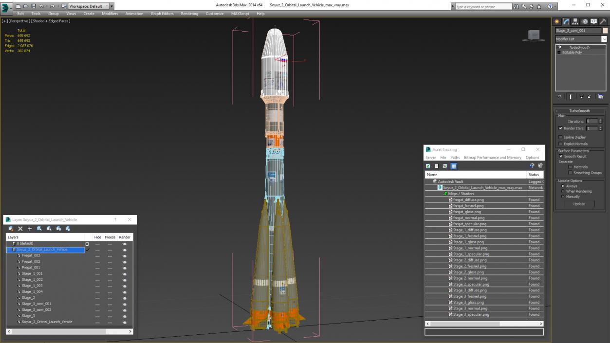 3D model Soyuz 2 Orbital Launch Vehicle