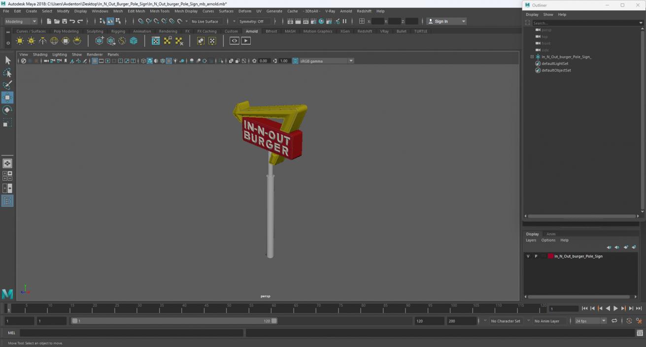 3D model In N Out Burger Pole Sign