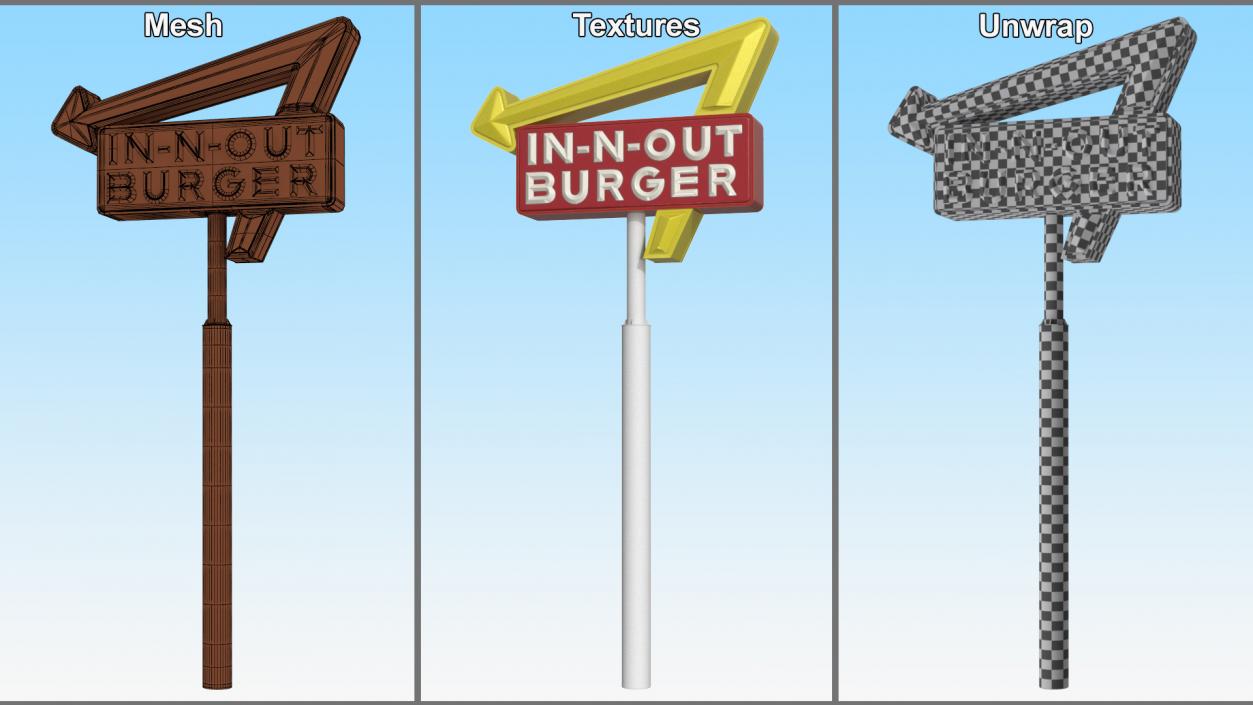 3D model In N Out Burger Pole Sign