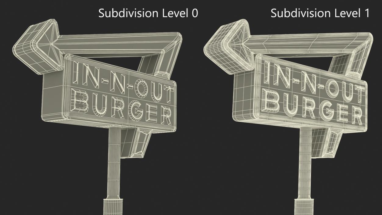 3D model In N Out Burger Pole Sign