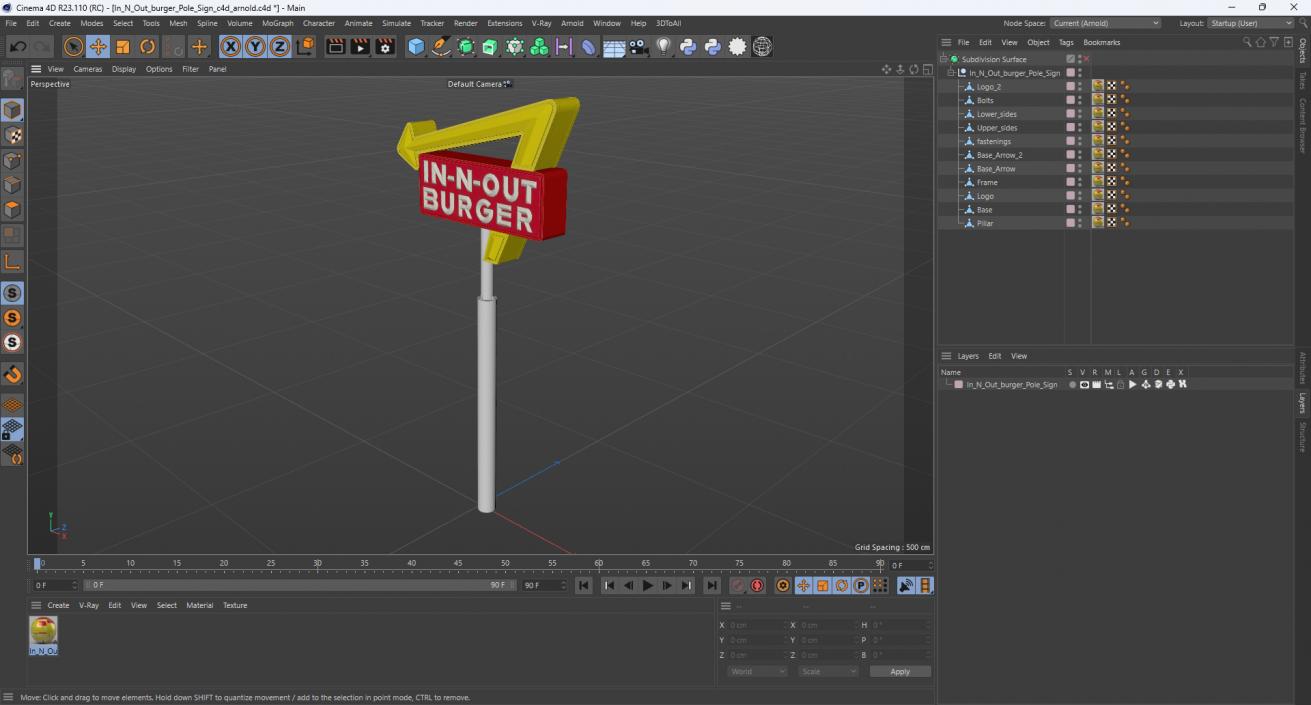 3D model In N Out Burger Pole Sign