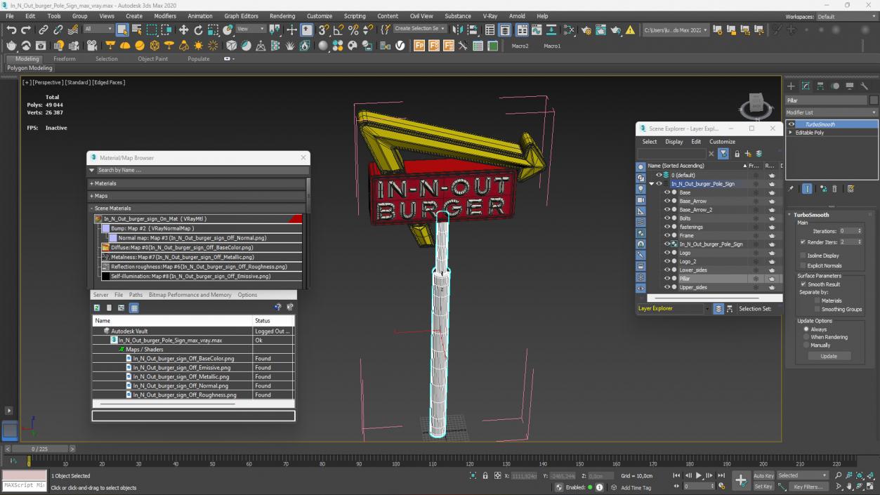 3D model In N Out Burger Pole Sign