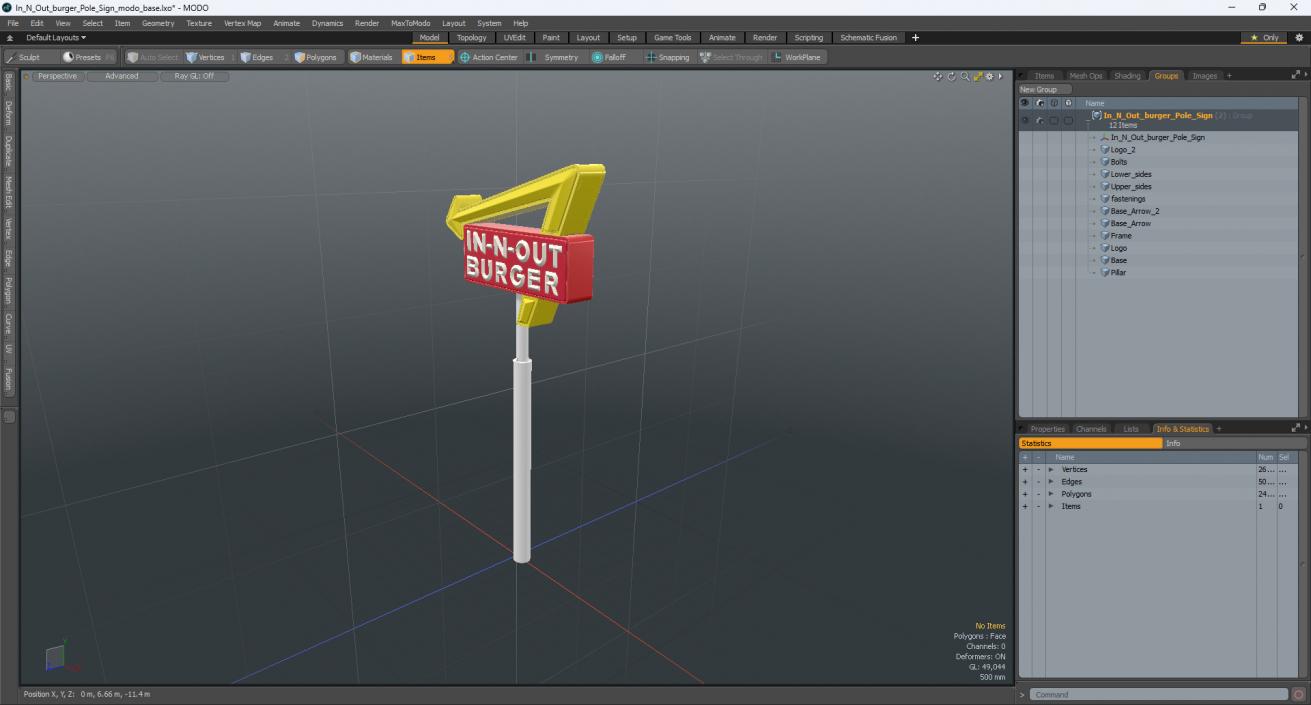 3D model In N Out Burger Pole Sign