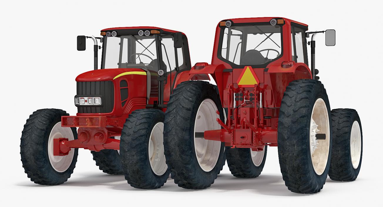 3D model Tractor with Harvester Trailer