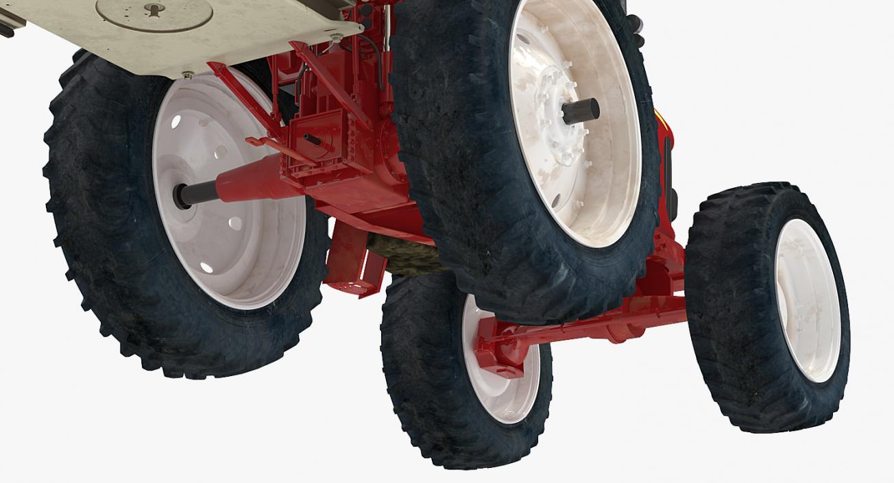 3D model Tractor with Harvester Trailer