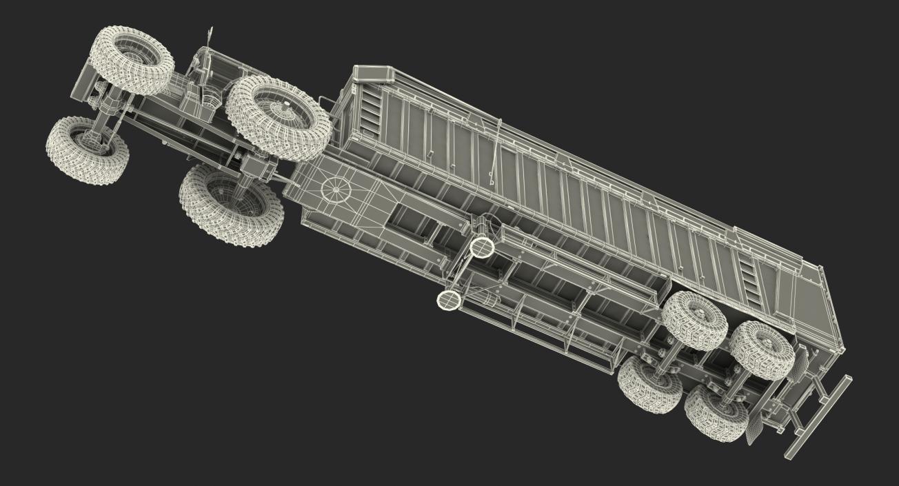 3D model Tractor with Harvester Trailer