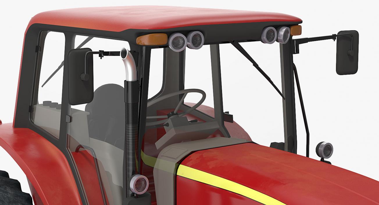 3D model Tractor with Harvester Trailer