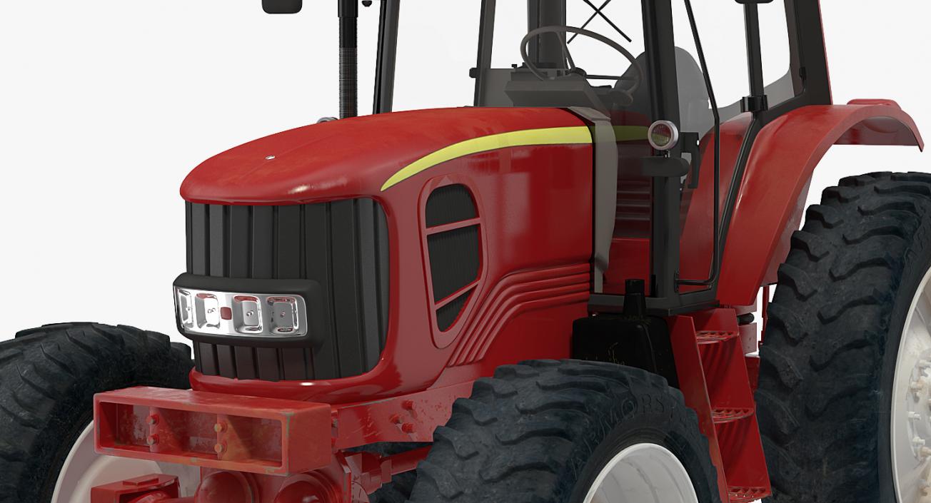 3D model Tractor with Harvester Trailer