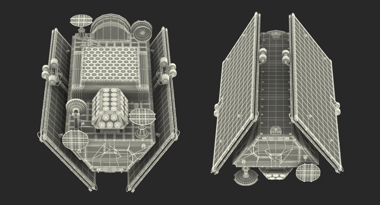 Satellite with Collapsed Solar Panels 3D